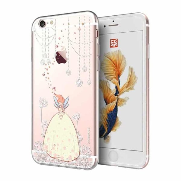 iPhone 6/6S - CASECUBE Blomst og Fe Diamant TPU Etui - Fe i Gul Kjole