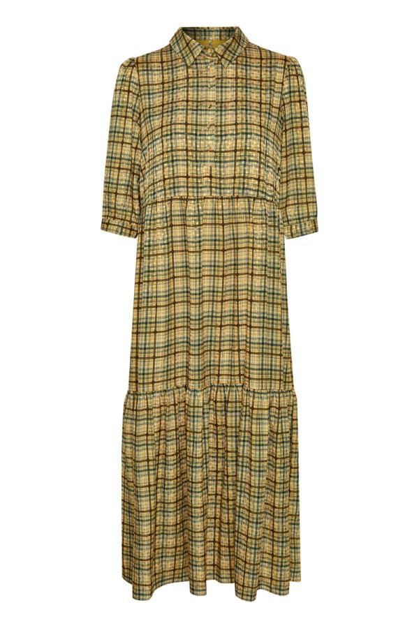Gestuz Tjekkegz Kjole T Gul, Størrelse: 36, Farve: Gul Multicolor Print 90451, Dame