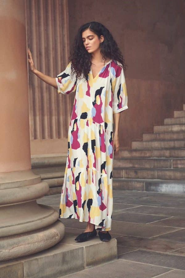 Soaked In Luxury Slzaya Flowy Maxi Kjole 5981 301 Gul, Størrelse: M, Farve: Gul Abstract, Dame