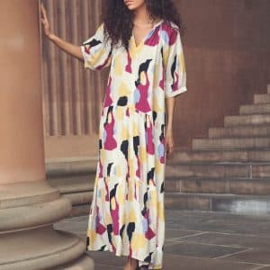 Soaked In Luxury Slzaya Flowy Maxi Kjole 5981 301 Gul, Størrelse: S, Farve: Gul Abstract, Dame